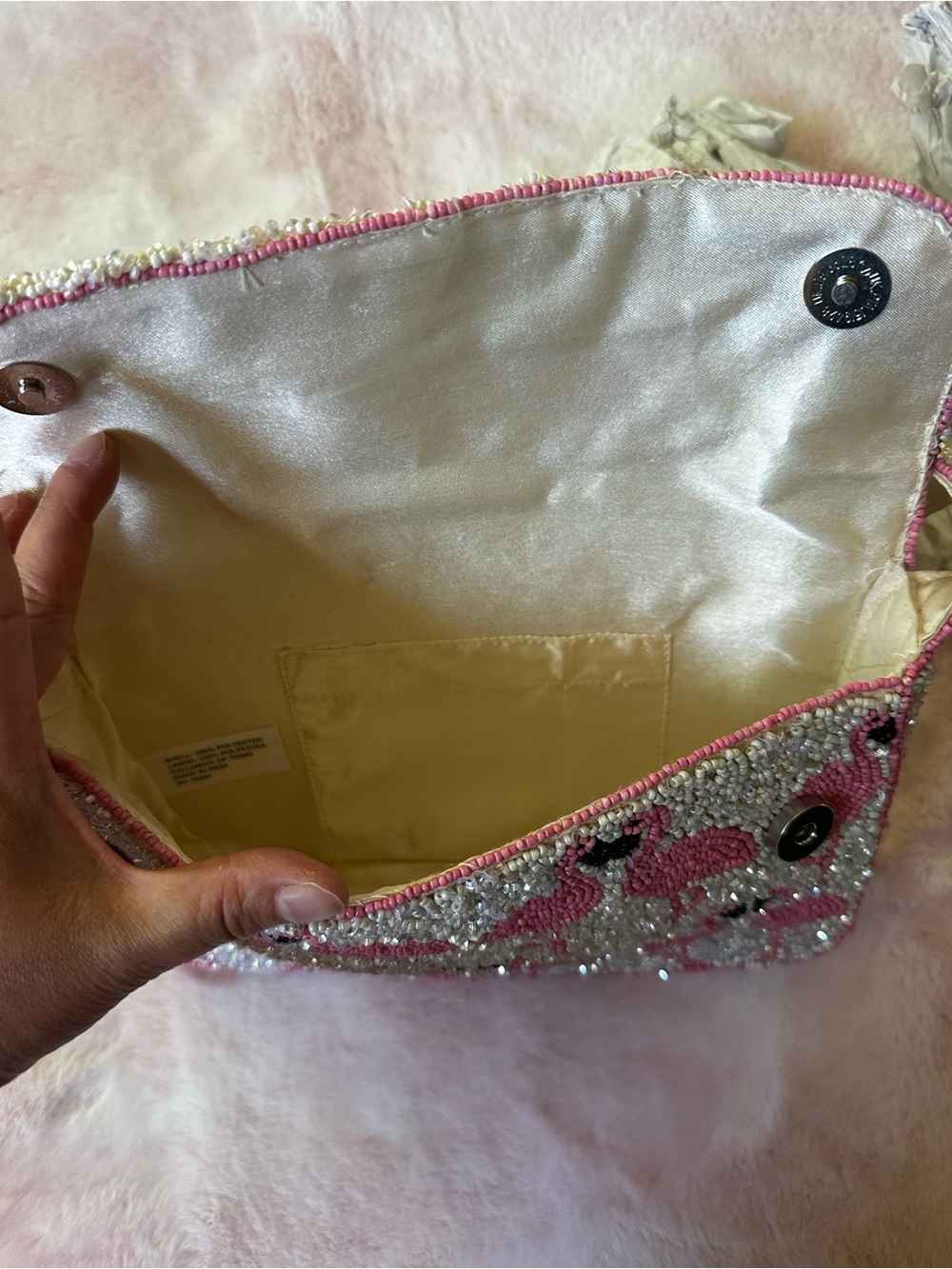 Flamingo Pink Beaded Shoulder Bag Purse - Handcrafted in India NWT - Picture 7 of 9
